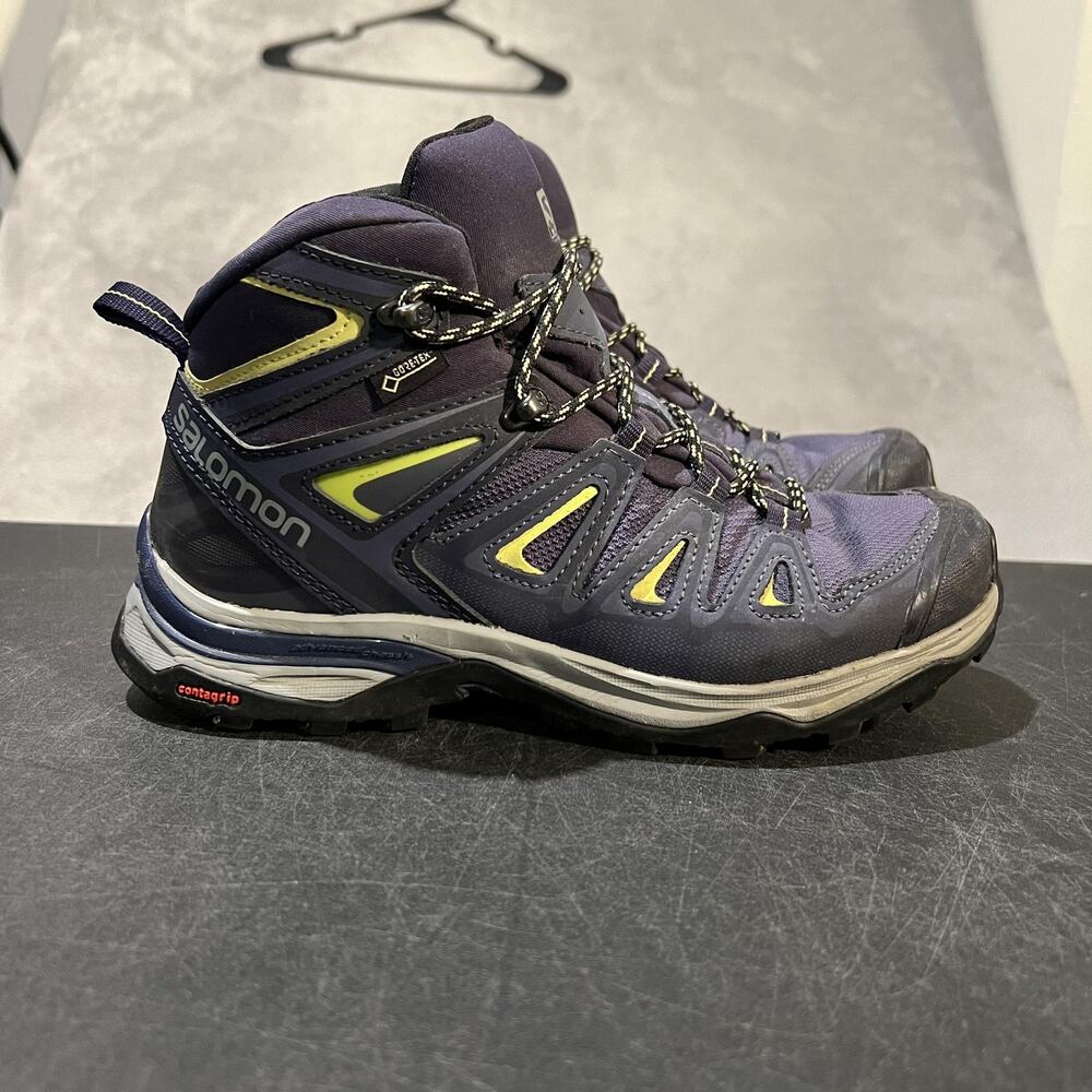 Salomon X Ultra Mid GTX Hiking Shoes Womens 6 Blue Gore-Tex Waterproof Boots